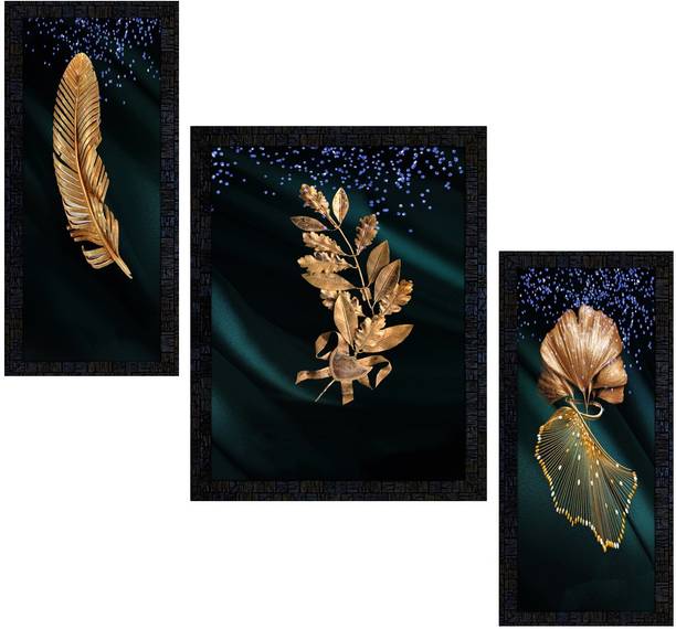 पीएनएफ Poster And Frame Metalic Leaves Wall Painting | For Living, Bedroom | Decor Item डिजिटल रीप्रिंट 14 inch x 22 inch पेंटिंग