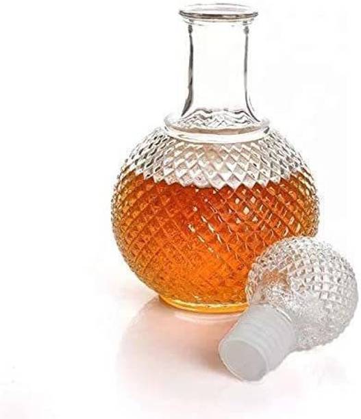 baluda Round Ball Shape Glass Decanter with Stopper Cap for Whiskey, Wine, Brandy, Scotch, Liquor, Champagne, Beer, Vodka, Water Decanter Decanter