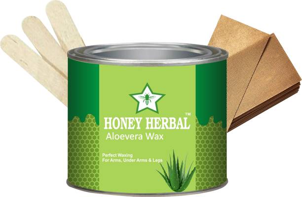 HONEY HERBAL Best Organic Alovera Hair removal wax for smooth and perfect waxing with waxing strips and stick ( Alovera 600 gm) Wax