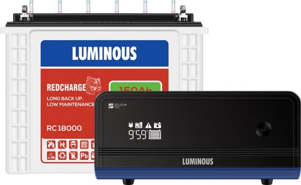 LUMINOUS Zelio 1100 Inverter with RC18000 150 Ah Tubular Battery Tubular Inverter Battery