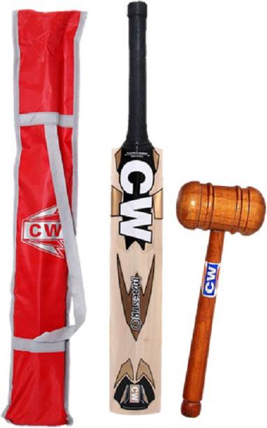 CW Maestro Genuine Kashmir Willow BAT Short Handle with Mallet for Knocking BAT Cricket Kit