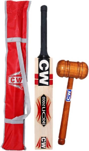 CW IKON Genuine Kashmir Willow BAT Full Size with Mallet Knocking Cricket Bat Cricket Kit
