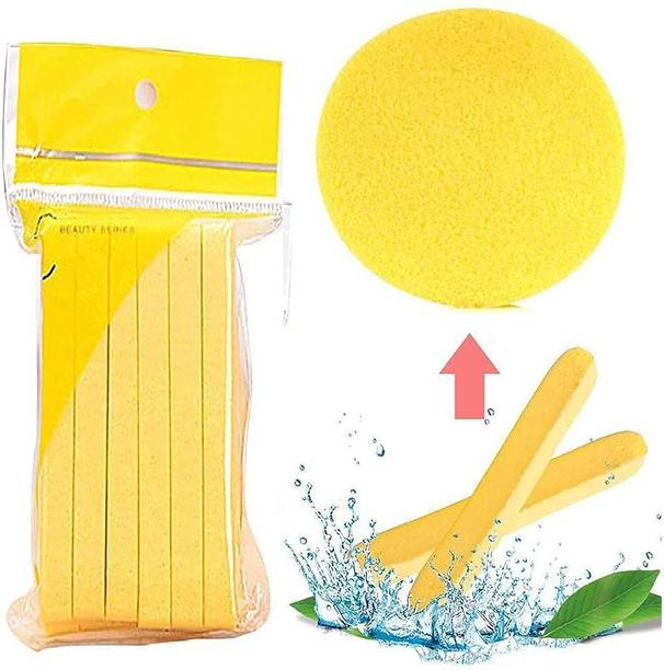 एम्स सॉल्यूशंस एंड एंटरप्राइजेज Facial Cleaning Soft Pads Makeup,Dirt Removing Sponge, Pack of 2 (24 Sticks/Sponges), Yellow