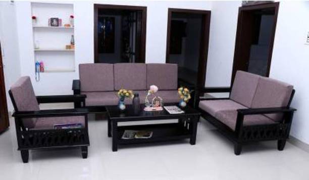 Satkar Wood Furniture Fabric 3 + 2 + 1 Sofa Set