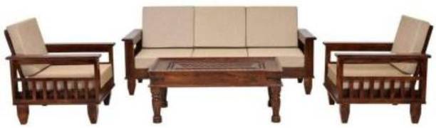 Satkar Wood Furniture Fabric 3 + 1 + 1 Sofa Set
