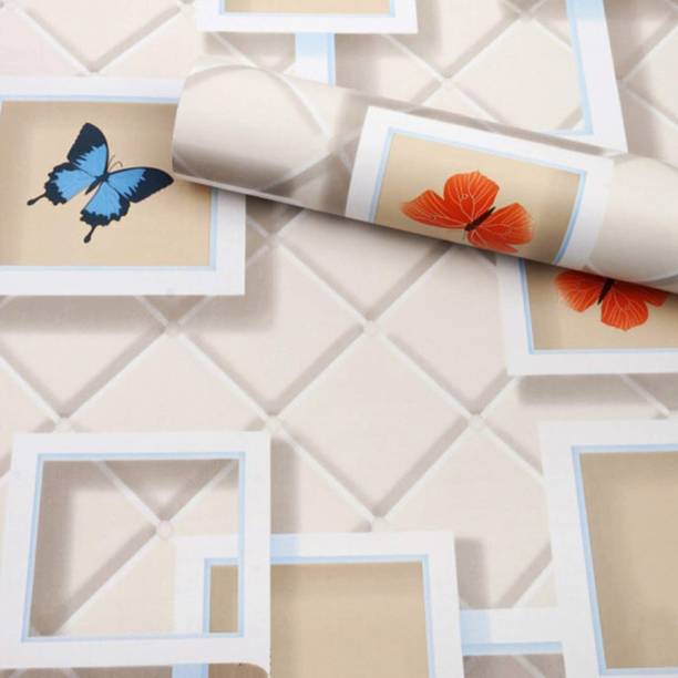TS MART 45 cm ButterFly Wallpaper(45x500cm) Waterproof-3d Wallpaper for Bedroom&amp; Living Room Self Adhesive Sticker