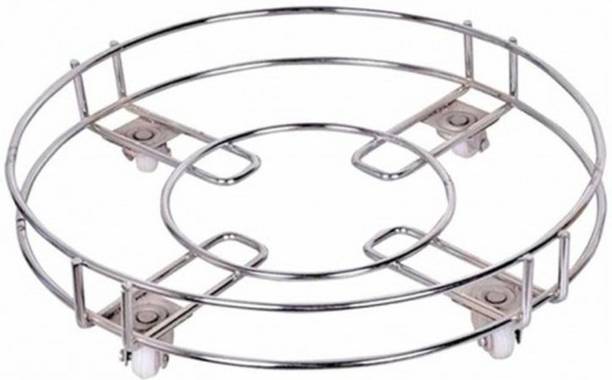 Kitttmist Stainless Steel Gas Cylinder Trolley with Wheels LPG Cylinder Roller Stand Movable Trolley Gas Cylinder Trolley
