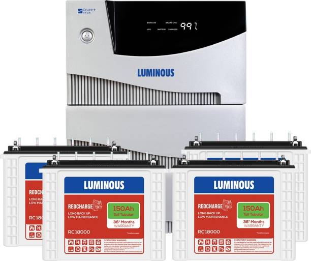 LUMINOUS Cruze 4KVA Inverter with RC 18000 Battery (4 Batteries) Tubular Inverter Battery