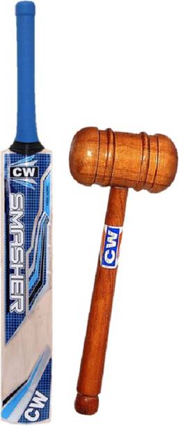CW Smasher Blue Kashmir Willow Cricket Bat Full Size with Knocking Mallet Cricket Kit