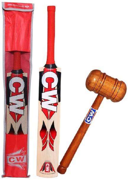 CW HI TECH Kashmir Willow BAT with Mallet at Genuine Kashmir Willow Bat Cricket Kit