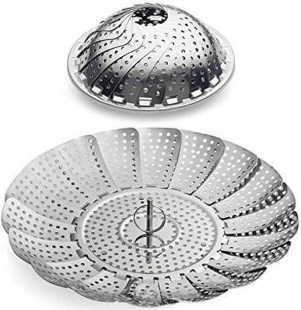 Drunna Stainless Steel Vegetable Steamer Basket / Insert for Pots, Pans, Crock Pots Steamer Folding Collapsible Basket Steel Steamer (1 L) Steel Steamer