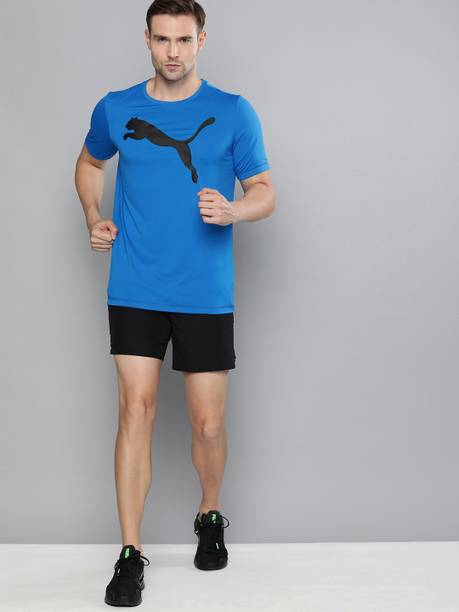 ACTIVE Big Logo Tee Men Printed Crew Neck Polyester Blue T-Shirt