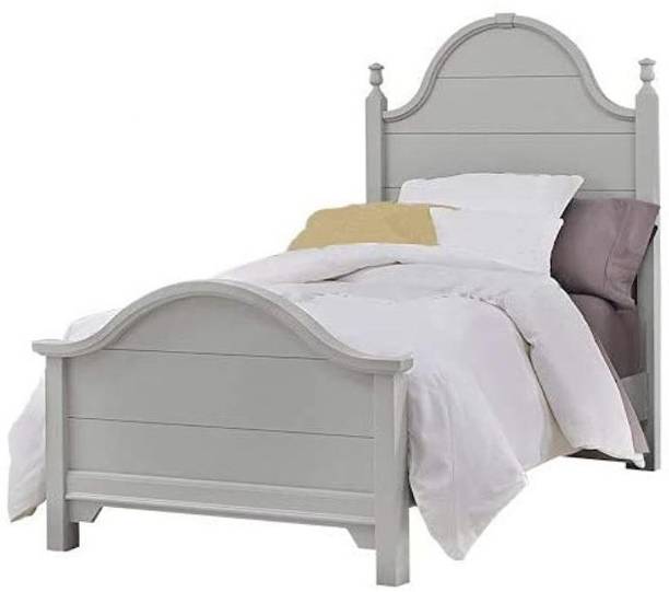 APRODZ Solid Wood Without Storage Single Size Frase Bed for Bedroom Stylish | Grey Finish Solid Wood Single Bed