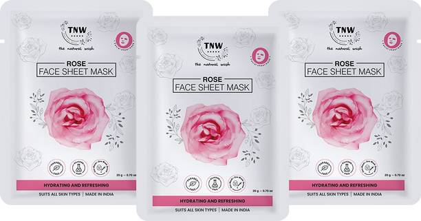 TNW - The Natural Wash Set of 3 Rose Face Sheet Mask | Hydrating | Soothing| All Skin Types