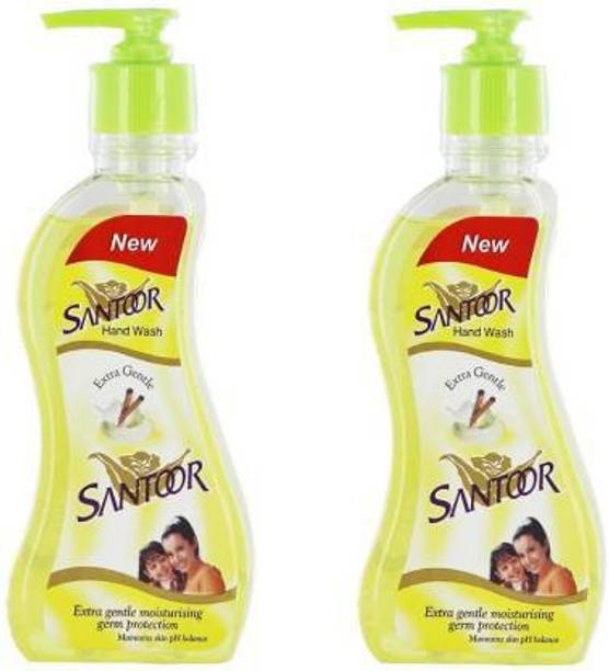 Santoor Fresh, Sweet lime peel & Tulsi Soft On Hands Hand Wash (430 ml, Pump Dispenser, Pack of 2) Hand Wash Pump Dispenser (2 x 215 ml) Hand Wash Pump Dispenser