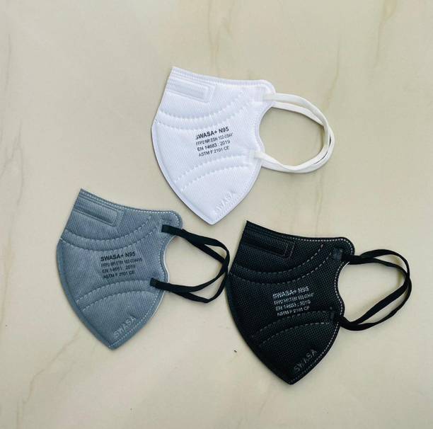SWASA SWASA+ N-95/FFP2 COMBO PACK: Grey Black White PLUSCPM0.3 Reusable