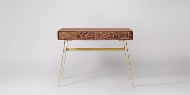 APRODZ Sheesham Wood Shore Study Desk Table for Home and Office | Brown Finish Solid Wood Study Table