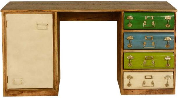 APRODZ Mango Wood Wyola Study Desk Table for Home and Office | Brown Finish Solid Wood Study Table