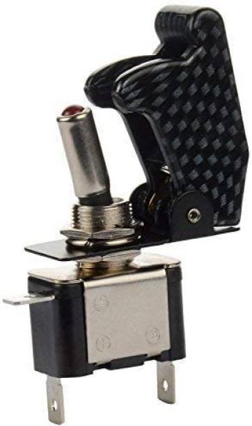 JMD GLOBAL SALES Carbon Fiber Toggle Switch with Aircraft Safety Cover for All Vehicles 1 Car Dash Switch Panel