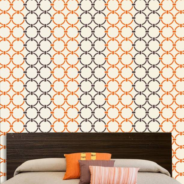 Arhat Geometric Wallpaper Pattern ASR-E754 Glossy PVC Resuable Wall Stencils (Size: 14X14 inches) Stencil