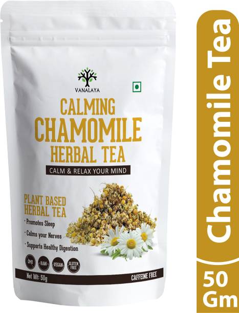 Vanalaya Chamomile Herbal Tea Made from whole Dried Chamomile flowers for stress relief and Good sleep Chamomile Herbal Tea Pouch