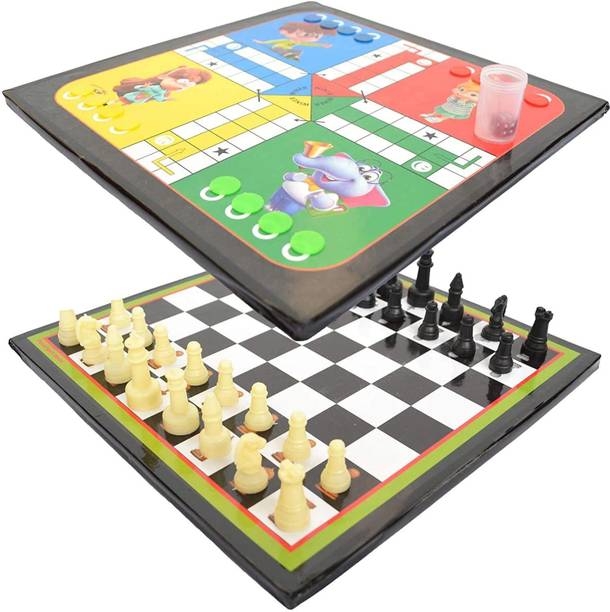 spocco wooden ludo chess board 2 1 coins 12 x inches party fun game