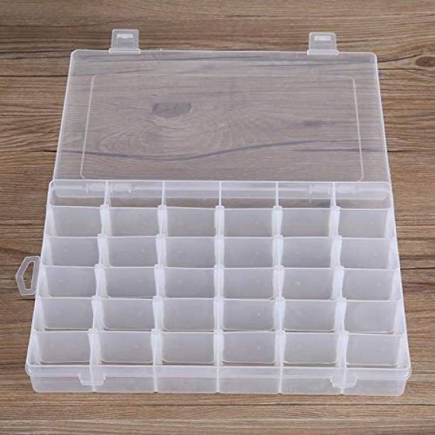 YAARA ENTERPRISE 36 Grids Clear Plastic Storage Box with Adjustable Dividers Organizer Pills Drugs Earrings Bead Jewelry Small Storage Box Case.(Pack of 1 ) box Vanity Box