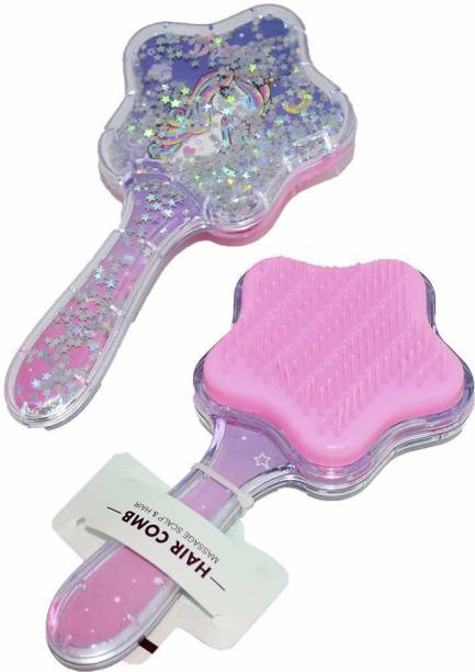 Esmi Unicorn Hair brushes |Unicorn Star Shaped Novelty Glittery Star Brush Comb Hairbrush for Kids | Multicolour