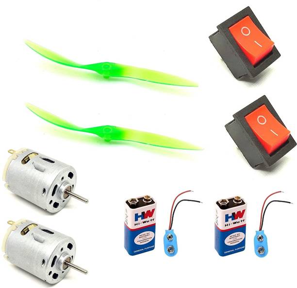 ERHIndia 2Pcs DC Motor + 6 inch 2 Blaobby Science Project Kit Educational Electronic Hobby Kit