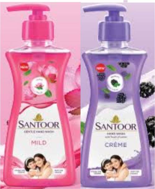 संतूर हैंडवॉश क्रीम 200ml और माइल्ड लोटस 200ml हैंड वॉश पंप डिस्पेंसर