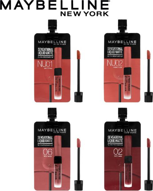 MAYBELLINE NEW YORK Sensational Liquid Matte Minis 4 shades - Soft Wine, Best Babe, Bare It All, Strip It Off (Pack of 4)