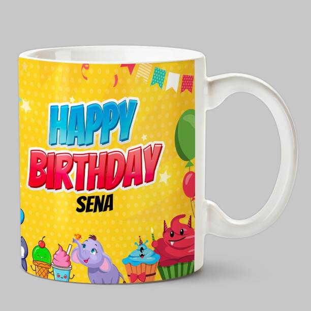 HUPPME Happy Birthday Sena White Ceramic Coffee Mug