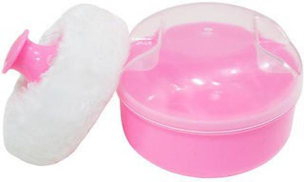 Little Warriors Baby Powder Puff with Box, Soft Face Body Cosmetic Powder Puff Sponge with Case, Pack of 1 (Pink)