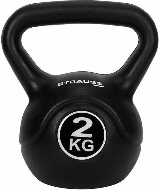 Strauss Solid Kettle Bell For Gym & Home Workout | Cast Iron Black Kettlebell