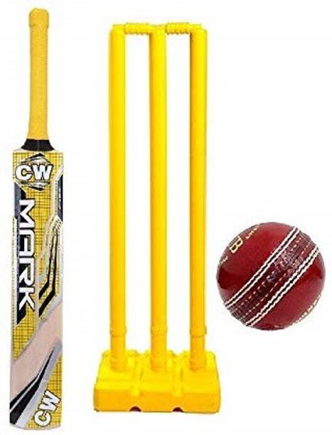 CW Ruler Net Training Cricket Set F/S Kashmir Willow Bat Plastic Stumps Set with ball Cricket Kit