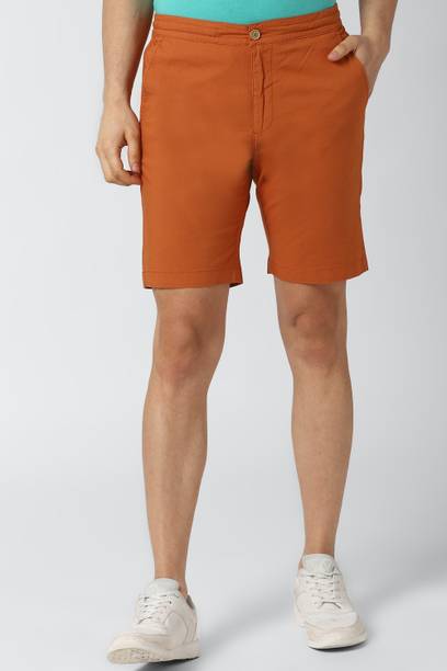 Solid Men Orange Regular Shorts