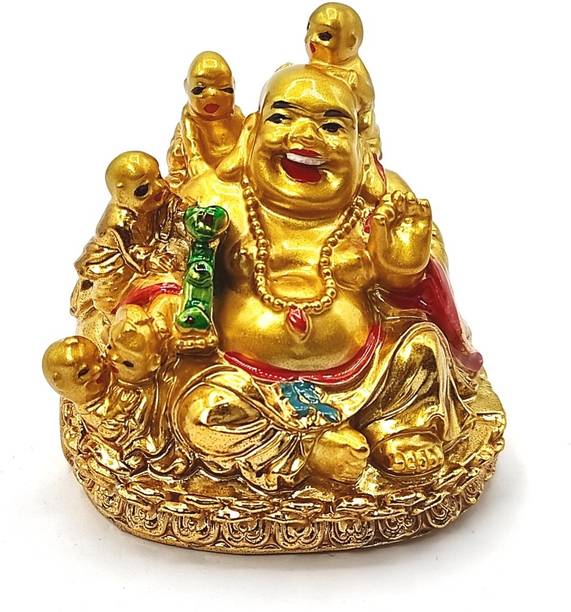 Plus Value Feng Shui Laughing Buddha With Children - Chinese Fengshui Buddha Good Luck Home & Office Decorative Showpiece  -  2.5 cm