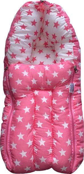 Kid's Charm Kid’s Charm Milky Star 3 in 1 Baby's Cotton Bed Cum Carry Bed Printed Baby Sleeping Bag-Baby Bed-Infant Portable Bassinet-Nest for Co-Sleeping Unisex Baby Bedding for New Born 0-6 Months Old (Pink) 3 in 1 Carry Bed with Carry Bag Luxury Crib