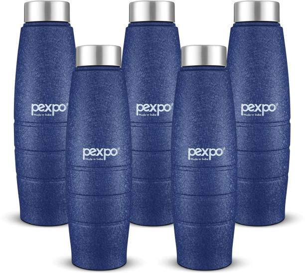 Pexpo Stainless Steel Bottles by PEXPO Pexpo Duro 1000 ML Stainless Steel Fridge Bottle 3X Durable Blue Colour(5 bottles) 1000 ml Bottle