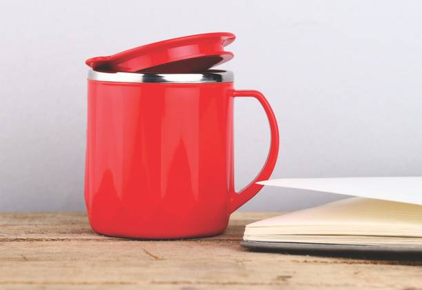 FEEDNIX Pack of 1 Stainless Steel AIR TIGHT LEAKPROOF LID AND MIRROR FINISH INNER STAINELSS STEEL TEA AND COFFEE MUG CUP