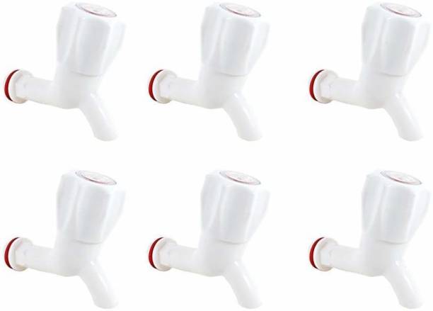 SmartBath Plastic Bib Cock/Water Tap for Kitchen Bathroom Wash Basins-Set of 6(1/2",15 mm) Bib Tap Faucet