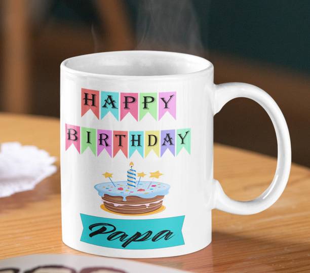BlueBells Gifting Happy Bday Papa White Cermaic | Gift for Birthday Ceramic Coffee Mug