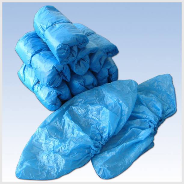 sky enterprise shop Pack of 100 PE Disposable Shoe Cover for Walk Cleanroom Hospital Clinic Lab Home kitchen Travelling Etc Safety Shoe cover Best Quality Blue Shoe Cover pack of 100 PP (Polypropylene) Blue Boots Shoe Cover, Toes Shoe Cover, High Heeled Shoe Cover, High Heeled Shoe Cover, High Ankle Shoe Cover, Flat Shoe Cover