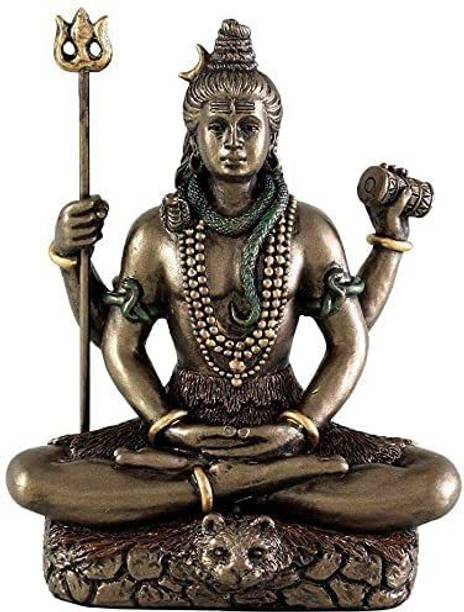 Renown Streets Bronze Lord Shiva Statue for Home Temple and Puja Mandir I Home Temple Decoration Items I god Idols for Home Temple I Shiva Statue I Shiv ji murti Decorative Showpiece  -  9 cm
