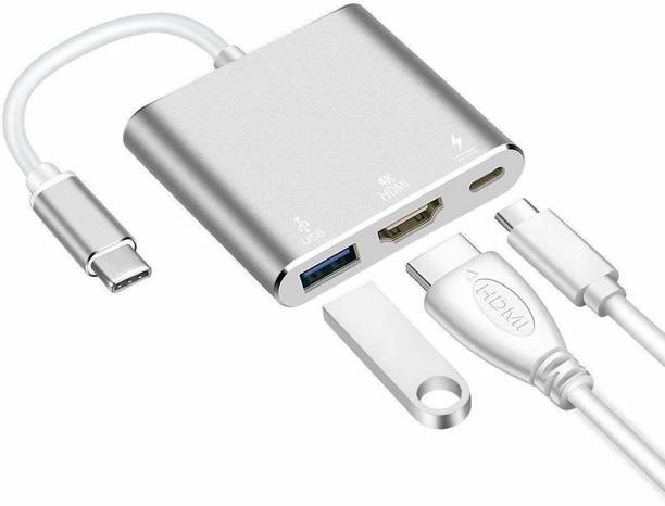 spincart TV-out Cable USB C to HDMI Adapter, 3.1 Type C to HDMI 4K Multiport Adaptor with USB 3.0 Port and USB C (PD) Charging Port