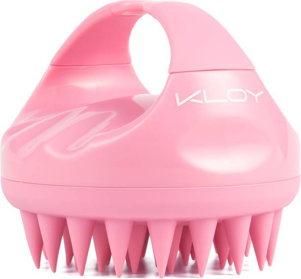 KLOY Hair Scalp Massager Exfoliator Shampoo Brush with Soft Silicone Bristles Anti Dandruff- Pink