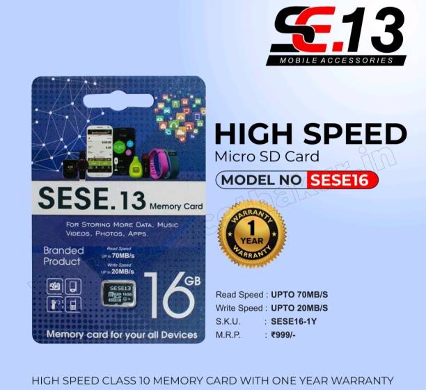 SE.13 PREMIUM 16 GB MicroSD Card Class 10 20 MB/s  Memory Card