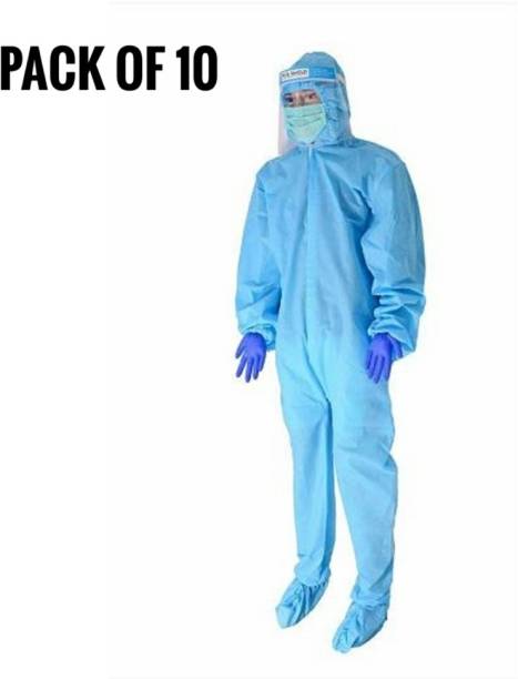 Udyama PPE Kit Protection Safety Suits For Medical And Hospital Blue Safety Jacket Pack Of 10 Safety Jacket