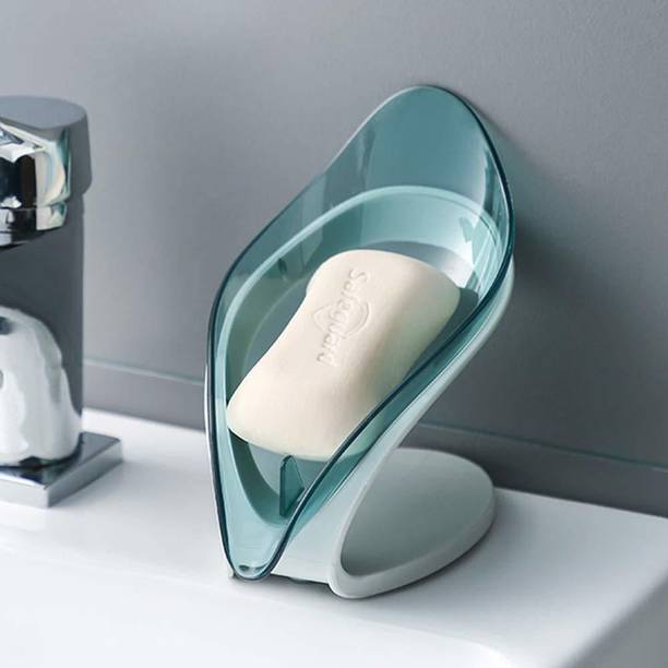 DGMall Soap Dish Holder, Leaf-Shape Self Draining Soap Bar Holder, Not Punched Soap Saver Box, Stop Mushy Soap for Shower Bathroom Kitchen
