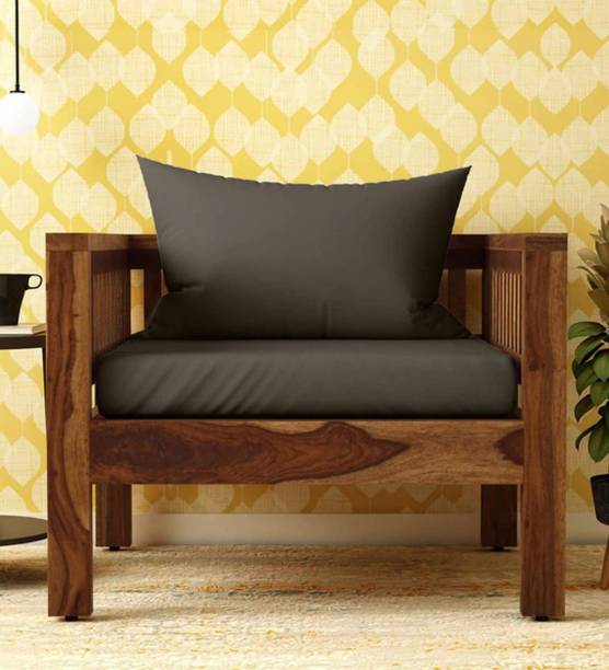 Satkar Wood Furniture Orting Fabric 1 Seater  Sofa